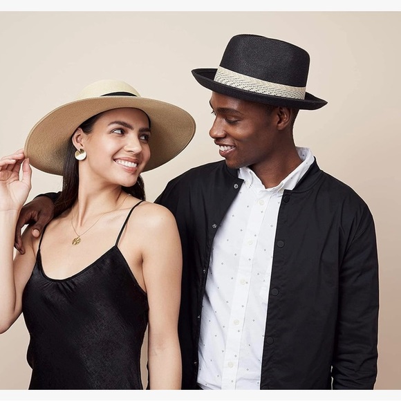 Pineapple&Star Genoa Fedora Bucket Sun Straw Beach Hat Fine Braid UPF50+ small - Picture 3 of 9